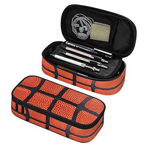 PAUSEBOLL Basketball Pencil Case for Boys and Kids Cute Pen Box Pouch Large pencil bag with Double Zipper, Portable Pencil Pouch for School Office Supplies