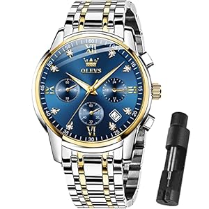 OLEVS Men Multifunction Watch, Multi Dial Waterproof Luminous Chronograph Men’s Watch with Date Gift for Men,Stainless Steel Watches for Men,Classic Men Wrist Watch