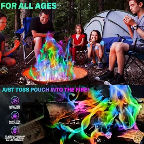 5PCS Fire Colour Changing Powder,Magical Flames,Magic Campfire Flam,Long-Lasting Fire Colour Changing Powder,Magic Neon Flames Fire,Fire Cones Colour Changing,Fire Magic Flames,Mystical Fire Sachets - Image 6