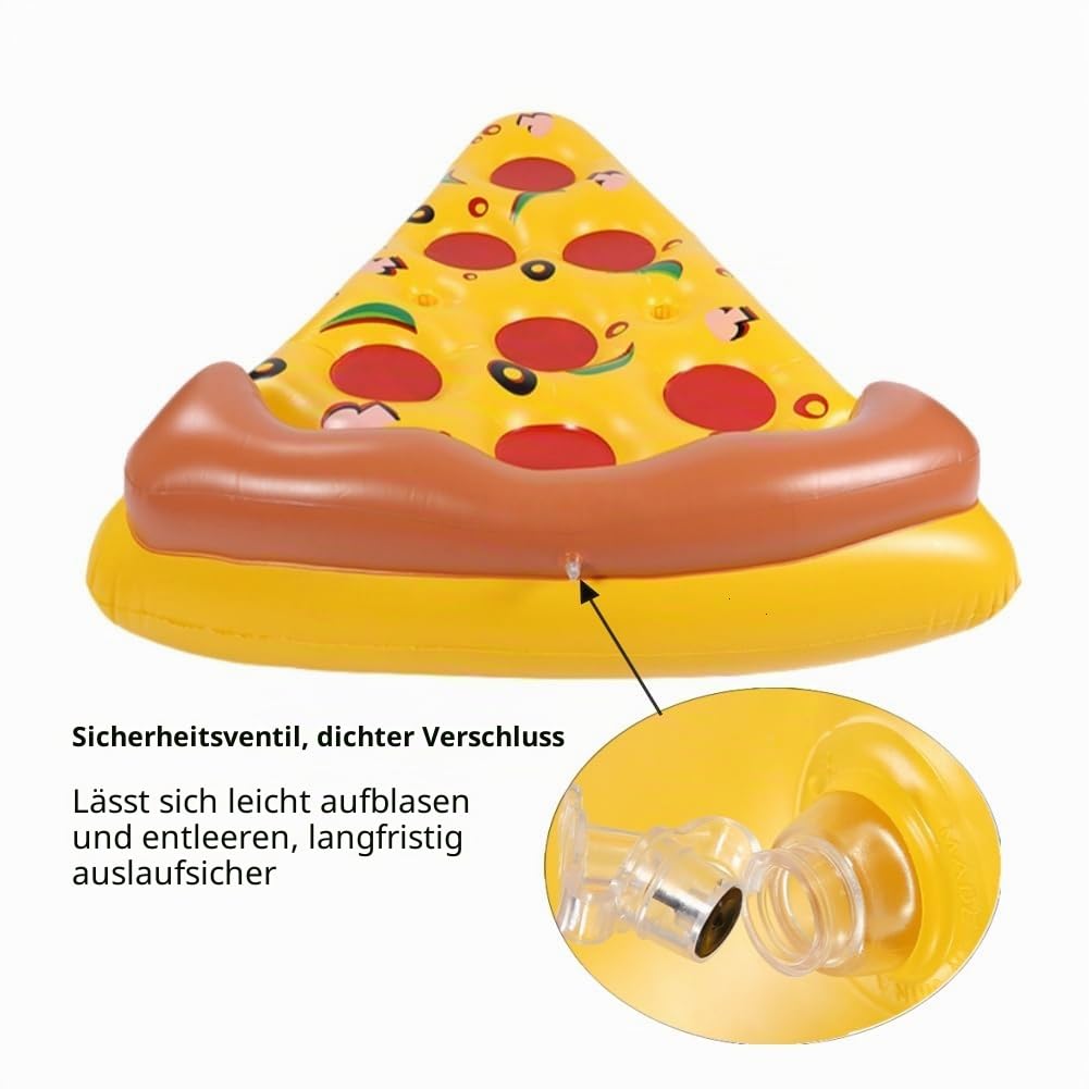 Aufblasbarer Luftmatratze Pool für Erwachsene, Aufblasbarer Pizza-Poolmatratze mit Tassenhalter Tanning Pool Groß Inflatable Sonnenpool Wasserhängematte für Pool Strand Sommerpartys