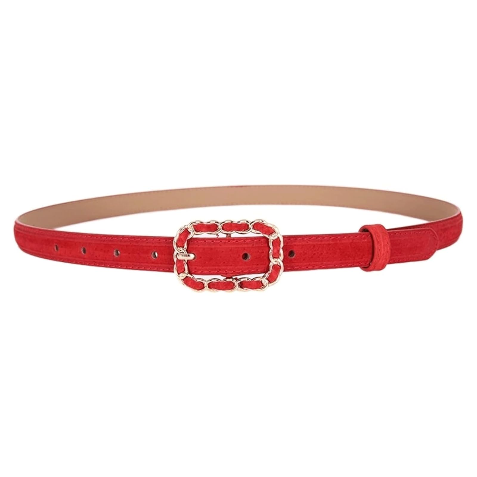 POCHY Cinturones de Cintura para Mujer, cinturón Fino de Cuero Ajustable de 40 pulgadas/100cm con Hebilla Dorada Decorativa para Vestido Vaquero para Mujer, cinturón para Mujer