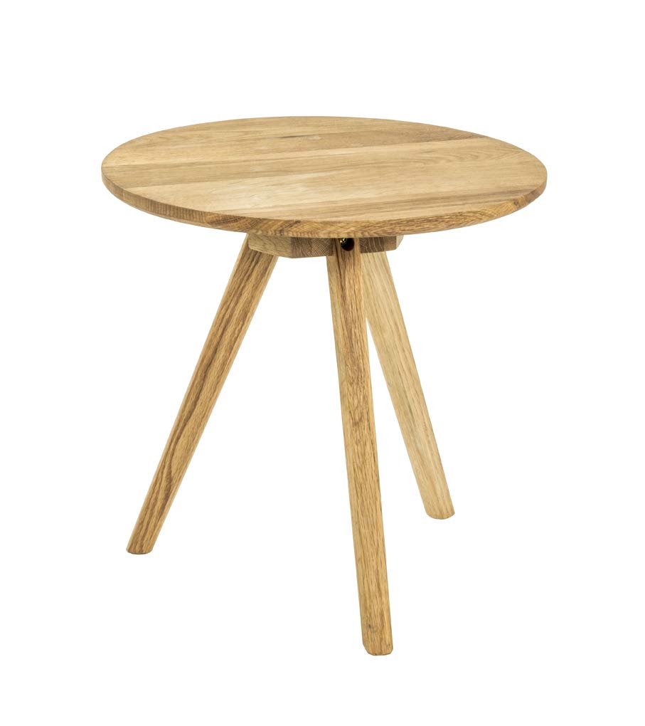 HAKU Mesa Auxiliar Roble, Madera Maciza - Dim.: AL 40 cm x diámetro 40 cm, Estilo: Tradicional
