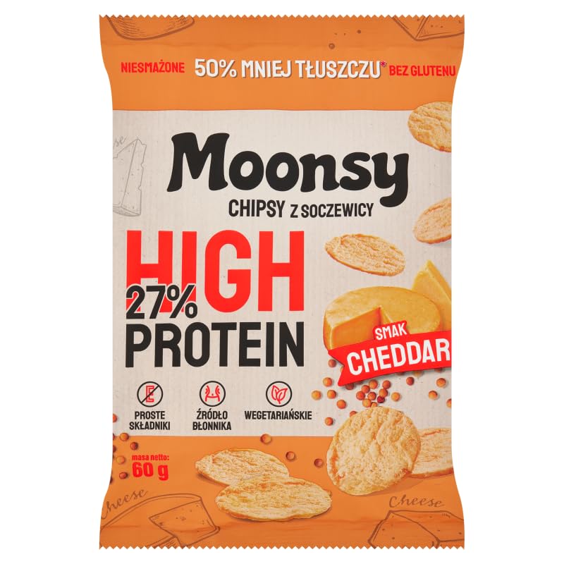 EUROWAFEL Moonsy Chipsy z soczewicy sera cheddar 60 g