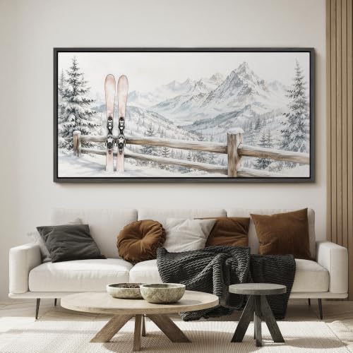 Image of MUDECOR Extra Large Framed Canvas Print Wall Art Ski Art for Living Room