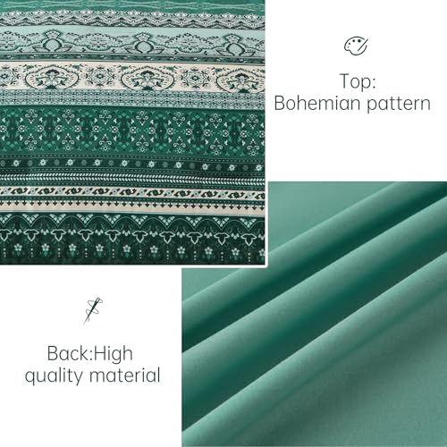 Image of Cottolester Boho Comforter Set Full Size,8 Pieces Teal Green Bohemian Striped Bed in a Bag,Paisley Soft Microfiber Bedding Comforter Set