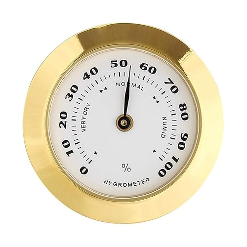 38mm Golden Upgraded Hygrometer Humidity Meter Mini Round Glass Analog