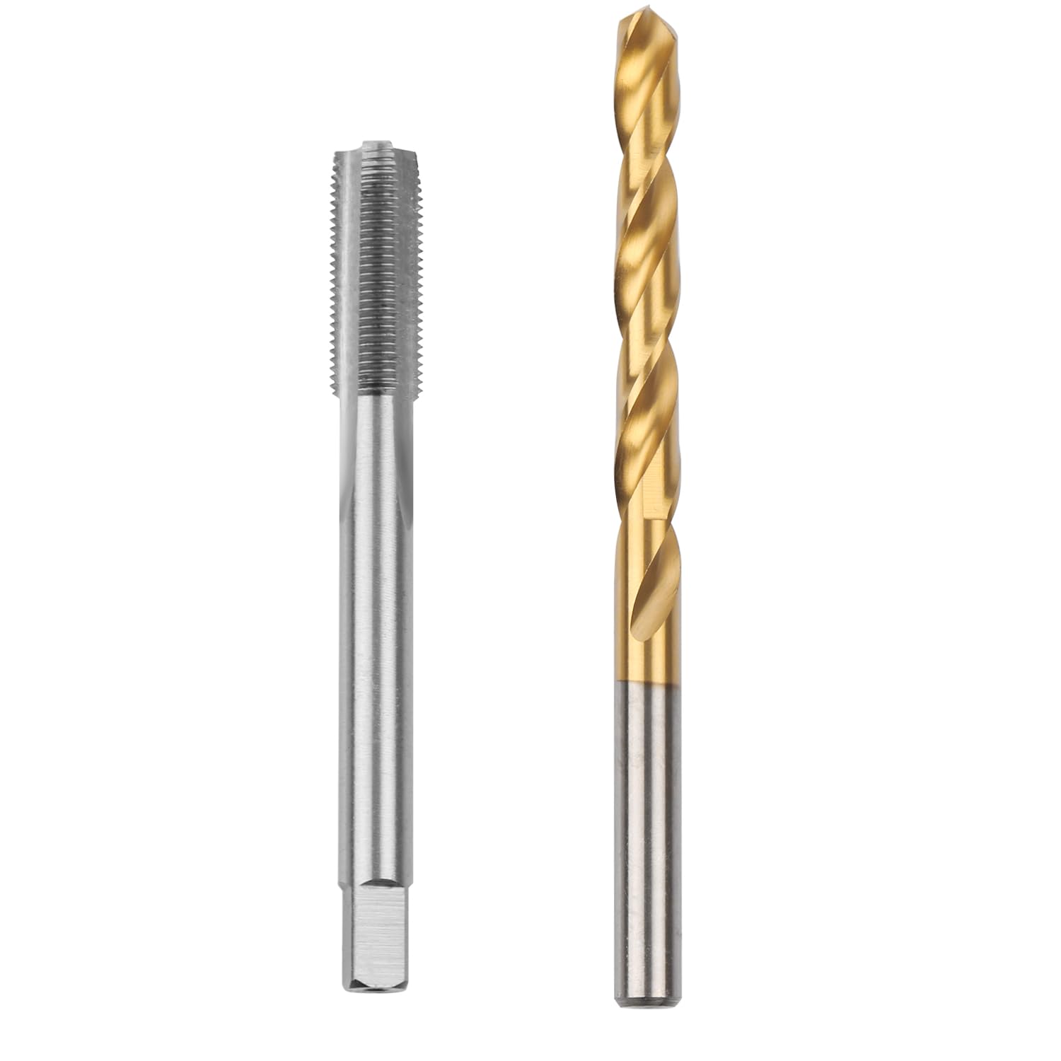 M8 x 0.75 Straight Flute Thread Tap and 7.2mm Twist Drill Bit Set, HSS 6542 Titanium Coated Machine Screw Tap & Metal Drill Bit for Threading & Drilling