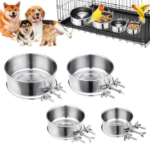 Dog Crate Water Bowl No Spill – 2 Pack Stainless Steel Hanging Bowls For Kennels, Adjustable Height - View #12