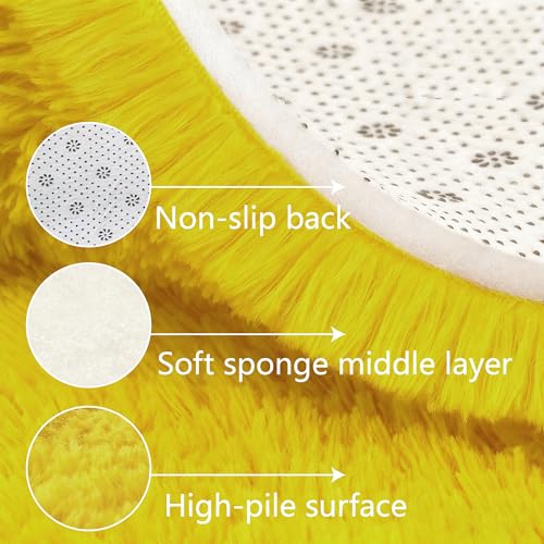 Tapis de salon antidérapant et lavable grand format jaune