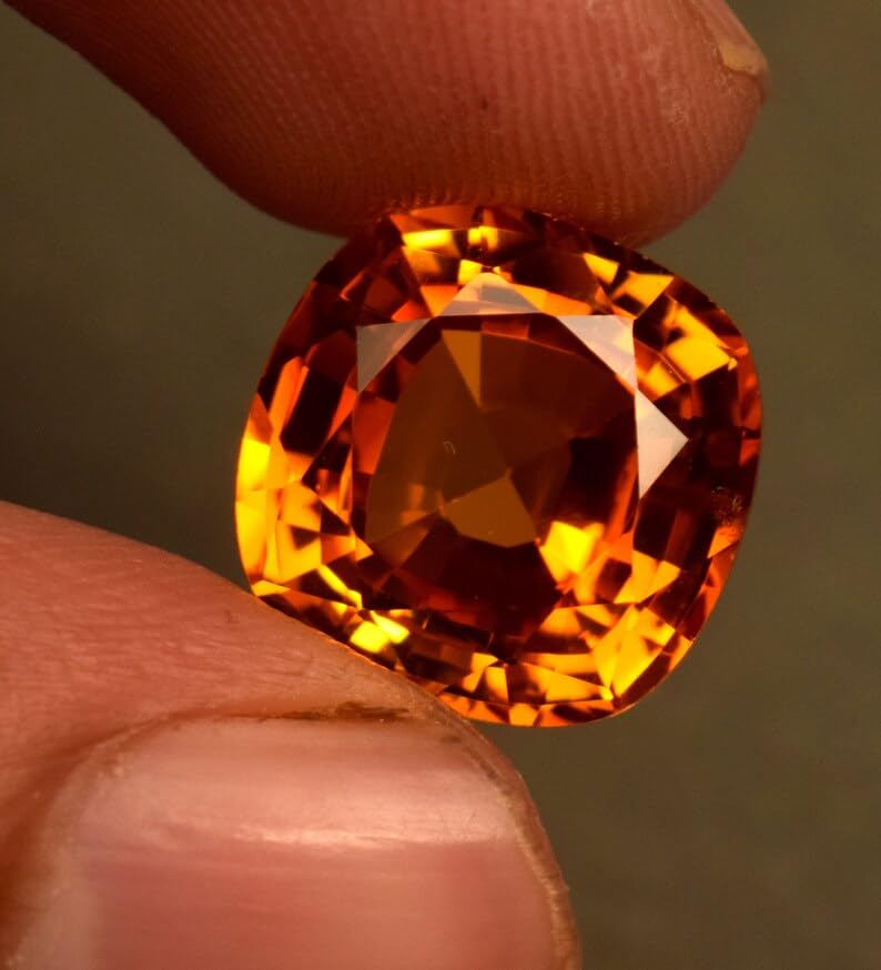 Saphir orange naturel en coussin 12mm pour la création de bijoux uniques - 5