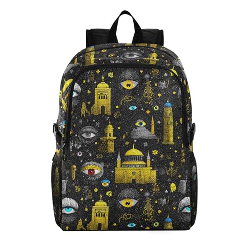 AIXIWAWA Lightweight Hiking Backpacks Abstract Eye Building Print, Foldable Waterproof Daypack for Commute Travel