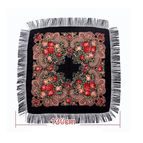 Women’s Printed Scarf Traditional Folk Scarf Wrap Tassel Shawl Neck Head Shawl Retro Scarf Floral Shawl3