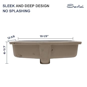 Sarlai Undermount Bathroom Sink - 18 x 12 inch Black Vessel