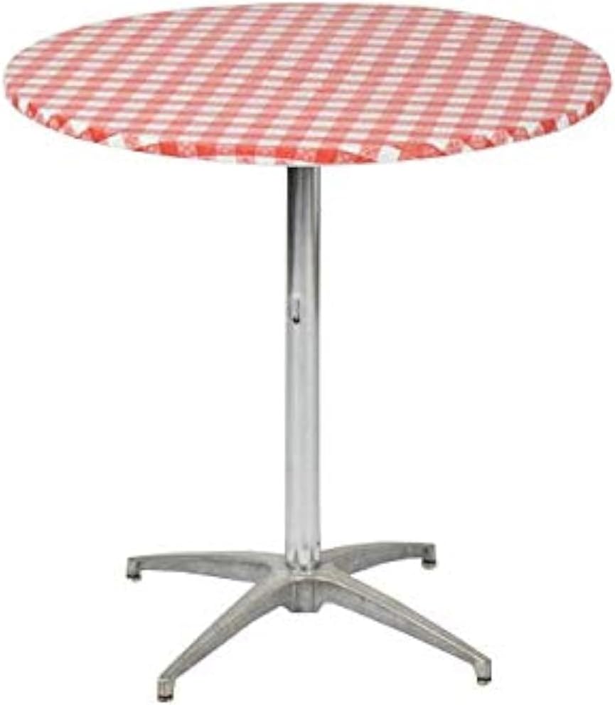Kwik-Covers 30" Round Fitted Plastic Table Covers, Bundle of 5 (Red Gingham)