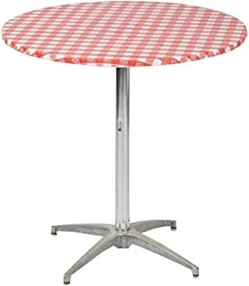 Kwik-Covers 30" Round Fitted Plastic Table Covers, Bundle of 5 Red Gingham