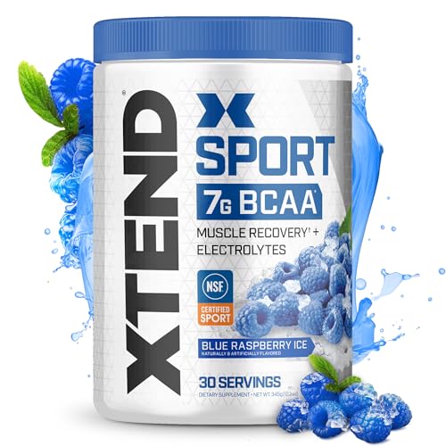 XTEND Sport BCAA Powder Blue Raspberry Ice – Electrolyte Powder for Recovery & Hydration with Amino Acids – 30 Servings