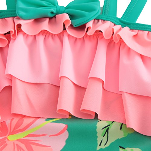 Image of Girls One Piece Swimsuits Hawaiian Ruffle Swimwear Beach Bathing Suit
