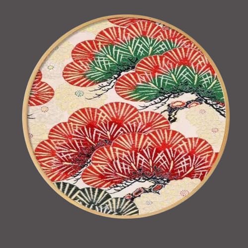 Jinchuan 円形 和風 壁画 アートパネル 高級 インテリア絵画 壁掛け装飾 PVC/アルミフレーム 飾り絵 壁飾り 部屋飾り リビング 玄関 ダイニング
