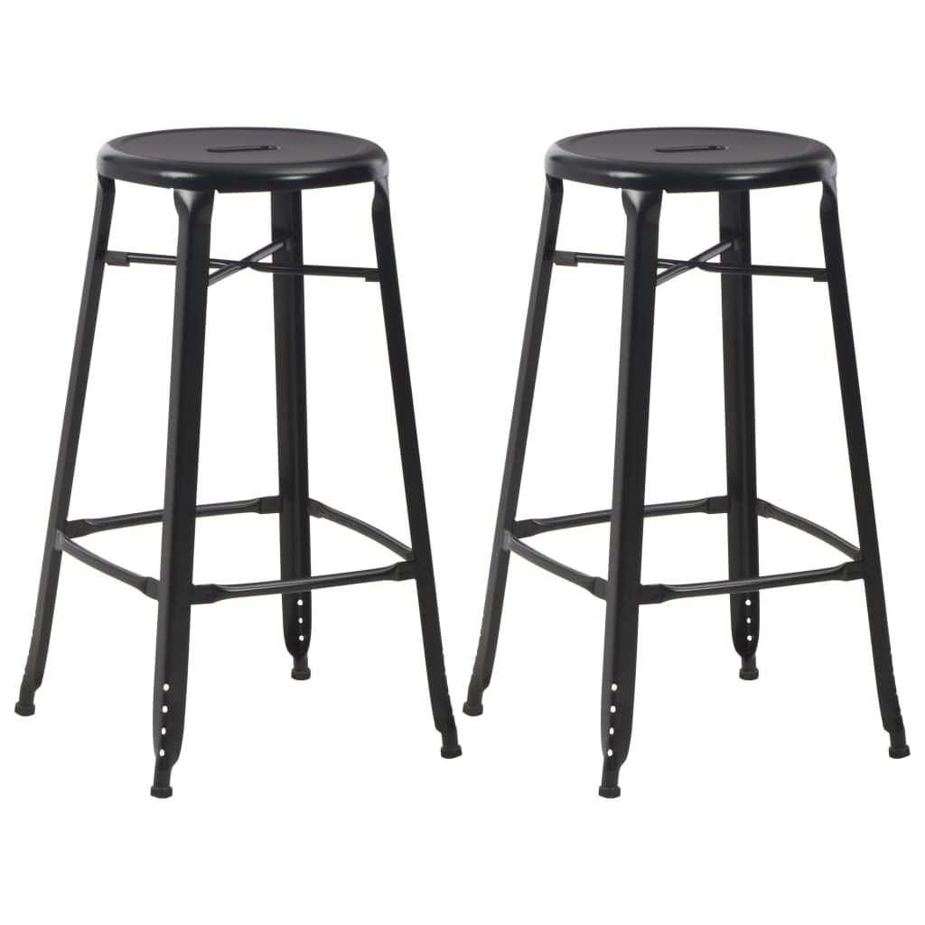 Chaise haute de bar noire en acier minimaliste de 71 cm lot de 2