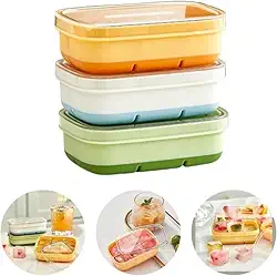 Kit 3 Mini Formas Gelo Silicone com Tampa Tempero Papinha de Bebe 6 cubo