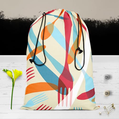 Image of ArtzFolio Knife & Spoon | Reusable Sack Bag | Bag for Gym, Storage, Vegetable & Travel