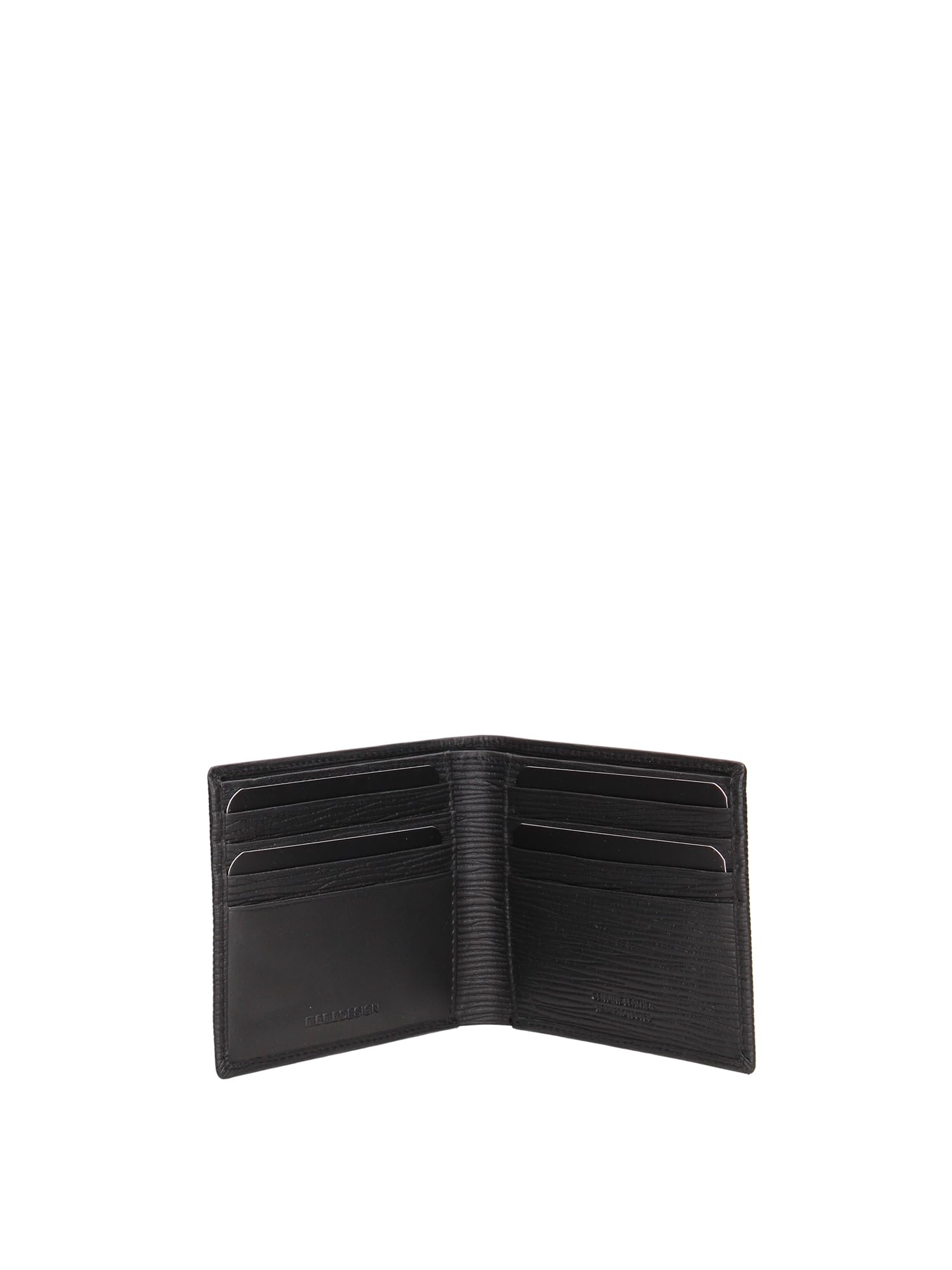 MOMO Design Cartera Piel Auténtica Negro Cuero Genuino 11.5x9.5x1.5 cm