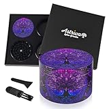 Grinder - Molinillo grande de metal, 63 mm, 4 piezas, diseño de árbol, color morado, con raspador y cepillo de plástico, molinillo de polen para especias