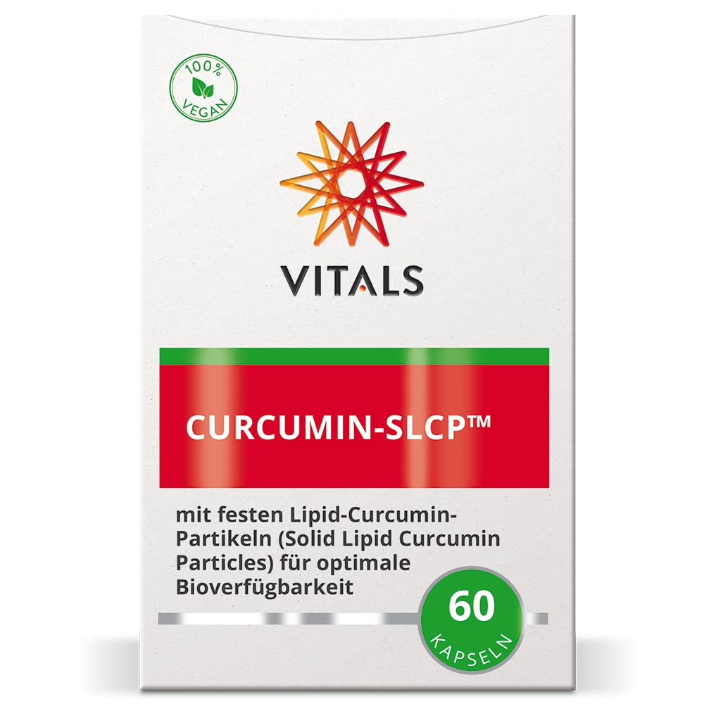 Vitals Curcumin SLCP - 60 Kapseln, vegan. Mit Solid Lipid Curcumin Particles (SLCP) für optimale Bioverfügbarkeit. Für Entzündungshemmung