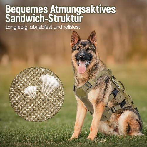 DAISTERN Hundegeschirr Unterstützung Geschirr, Hebegeschirr für Mittelgroße Große Hunde, Sicherheitsgeschirr mit 3 Griffen, Abnehmbare verstellbare Schultergurte und hintere Beingurte