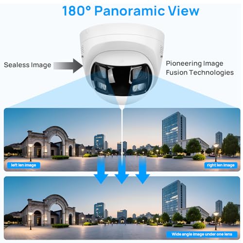 VIKYLIN 8MP 4K Dual Lens Poe IP Security Camera with 180° Panoramic Wide Angle,Smart Hybrid Light, Human/Vehicle Detection, Strobe Light&Audible Warn,2-Way Audio, 512 GB SD Card Slot,IP67 (2mm Lens) - Thumbnail 3