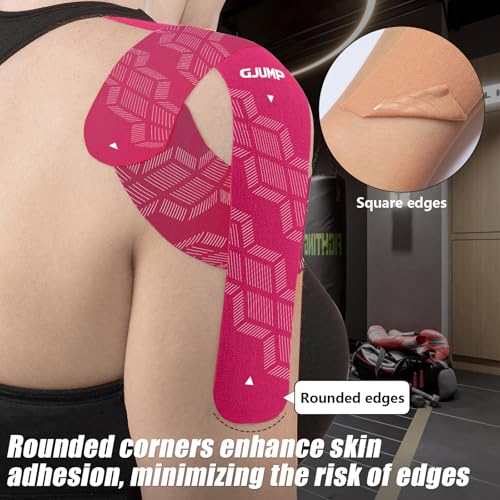 Image of Kinesiology Tape, 40 Count Precut Strips 2 Rolls Original Cotton Tape | Elastic Athletic Tape for Muscle Strain Relief & Joint Support, Latex Free Kinetic Tape, Waterproof & Breathable Sports Tape