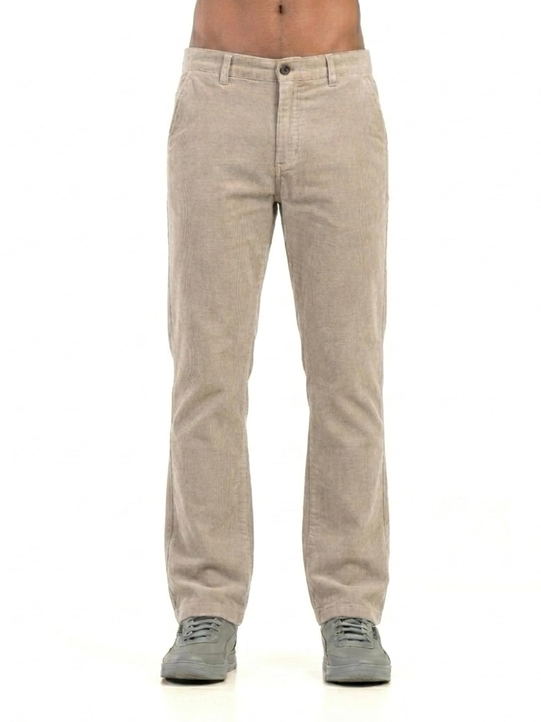 belano Men Slim Fit Sand Colour Corduroy Cotton Stretch Chinos-picture-18