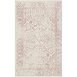 SAFAVIEH (サファビア) ニューヨーク発 Adirondack Collection (アディロンダックコレクション) アクセントラグ アイボリー/ローズ 76×122cm オリエンタル ディストレスド加工 毛が抜けないタイプ リビング/ベッドルーム 【日本正規輸入品】 ADR109H