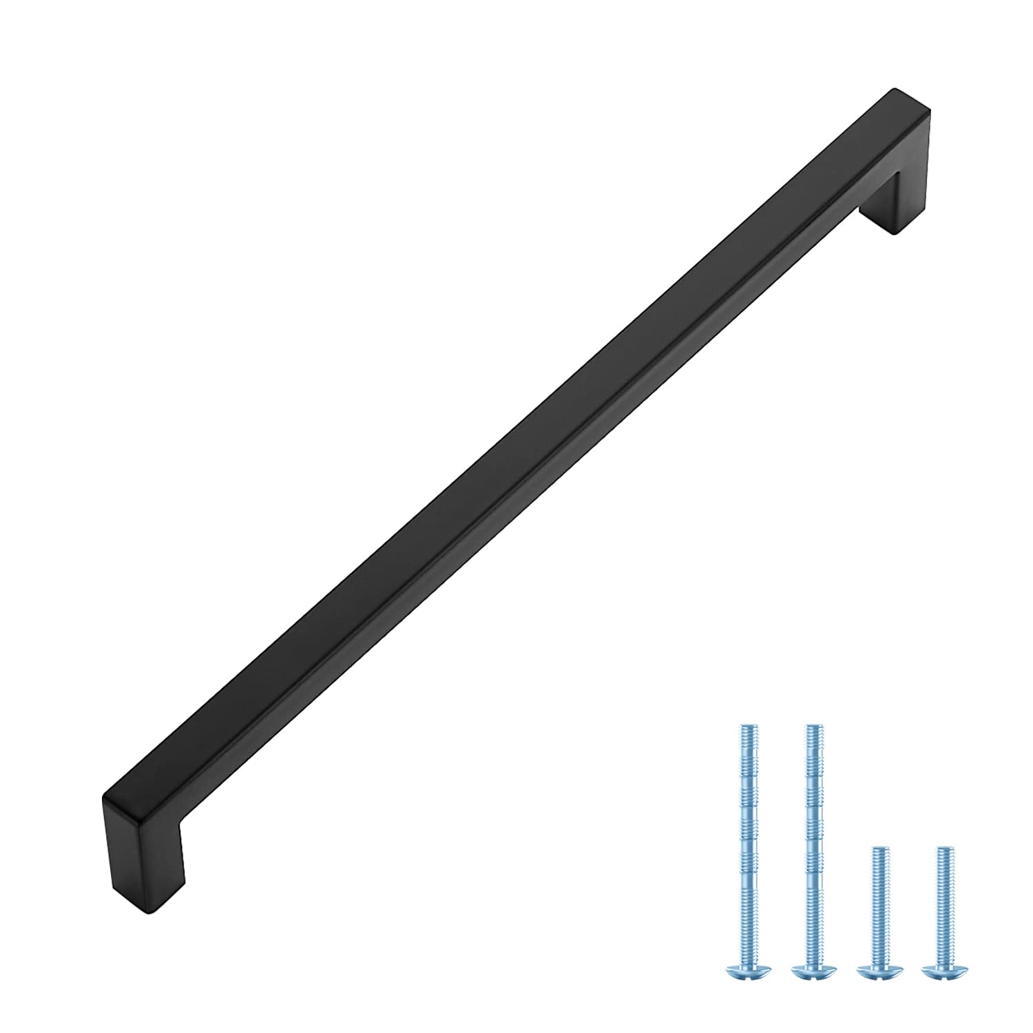 Ravinte 1 Pack Black Cabinet Pulls 10 Inch Square Cabinet Handles Matte Black Kitchen Hardware for Cabinet Drawer Pulls Come with Screwdriver