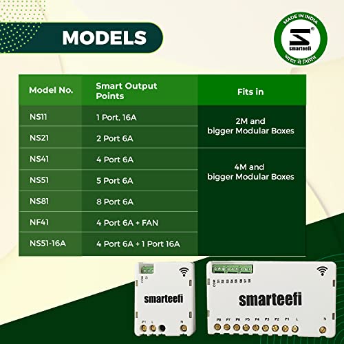 Image of Smarteefi WiFi 5 Node Switch (STD-SERIES), Retrofit Smart Switch for Home Automation, Works with existing switches, No hub required, Compatible with Alexa and Google Home (STD-SERIES, 5 Node)