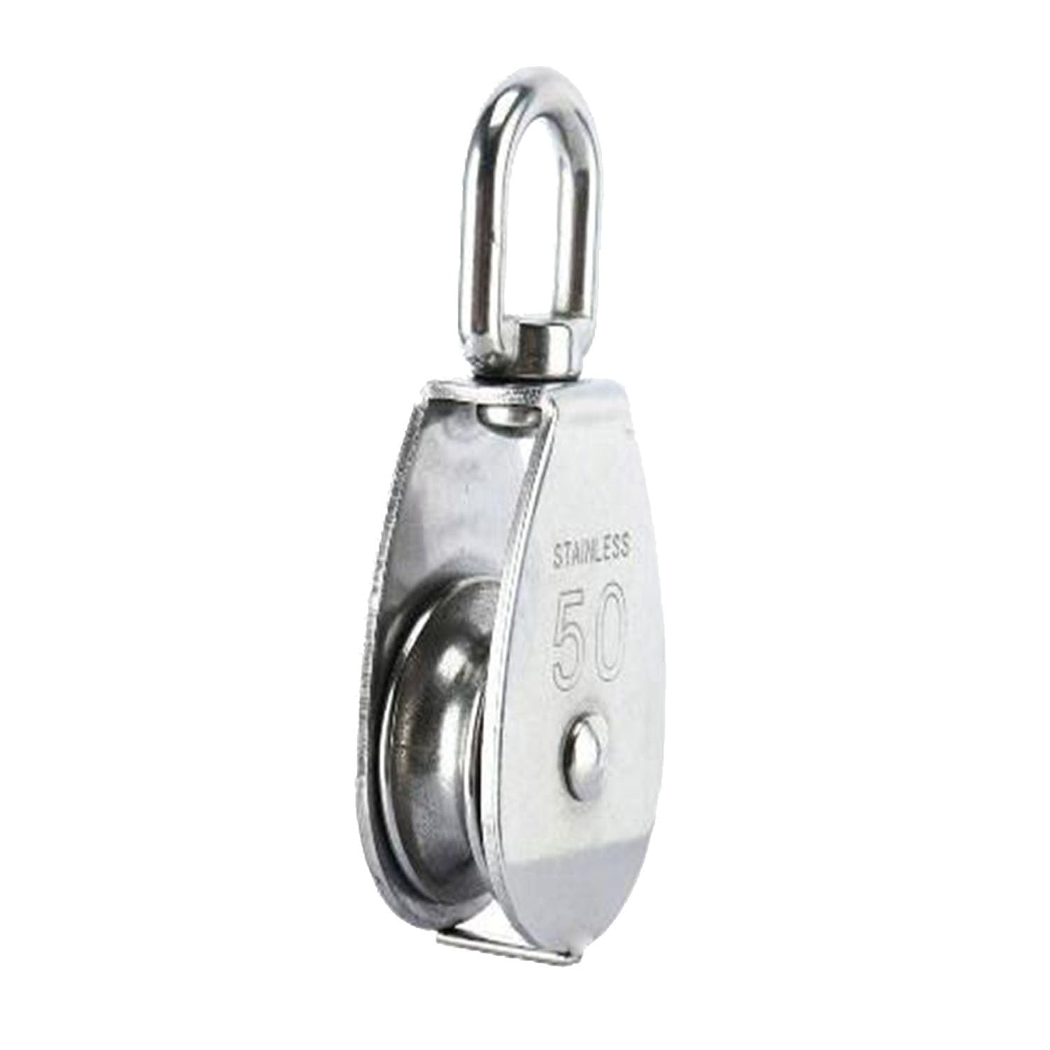 M50 - Polea individual para grúa de elevación con gancho giratorio, polea única, capacidad de carga de 880 libras/400 kg, polea giratoria de acero inoxidable, rueda de remolque de alambre para cuerda