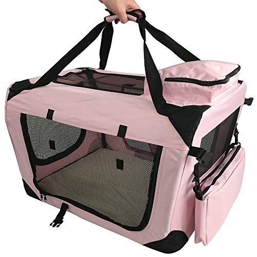 RayGaru00ae Sac de transport pliant pour chats et petits chiens taille L Rose 70 x 52 x 52 cm
