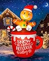 zukakii 6FT Christmas Inflatables Decoration Outdoor, Cute Gingerbread Man in Hot Cocoa Mug Christmas Blow Up Yard Decoration Blowups Build-in LED Light for Holiday Party Xmas New Year