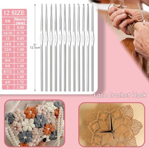 Image of Gemsy Knitting Crochet Hook Needle Set | Hard-Anodized Aluminum Hook for Embroidery | Ultimate Sewing, Craft, Sweater, Woolen Cloth, Yarn, Thread | Needles Kit for Knitting (108 Pcs Crochet)