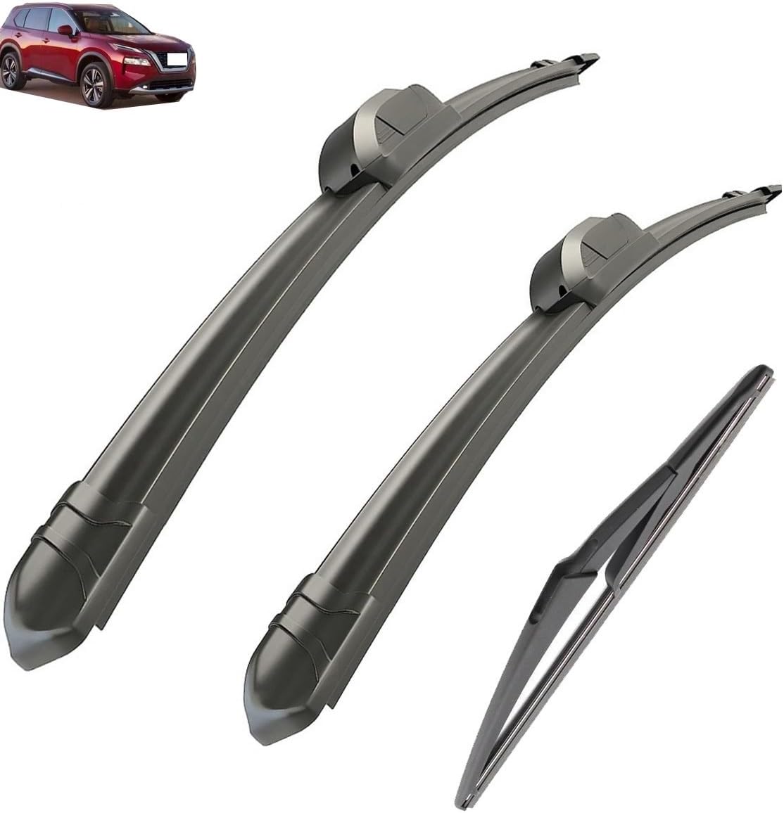 Car Wiper Compatible with Nissan X-Trail T32 Rogue 2 2014-2020 Car Front Rear Wiper Blades Soft Rubber Windscreen Wipers Auto Windshield 26"+17"+12" (Color : 6 wipers)