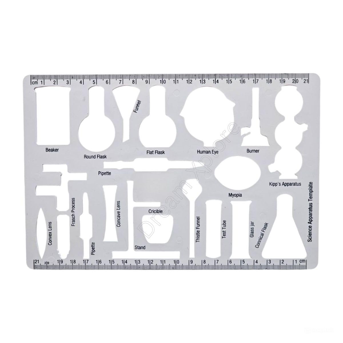 Science Stencil Template Size L-22.5 cm, W- 15 CM 1 Pc - Beaker,Bunsen Burner,Flask,Pipette,Test Tube,kipp's Apparatus,Myopia,Convex,Concve Lens,Stand Shapes Template-image-45