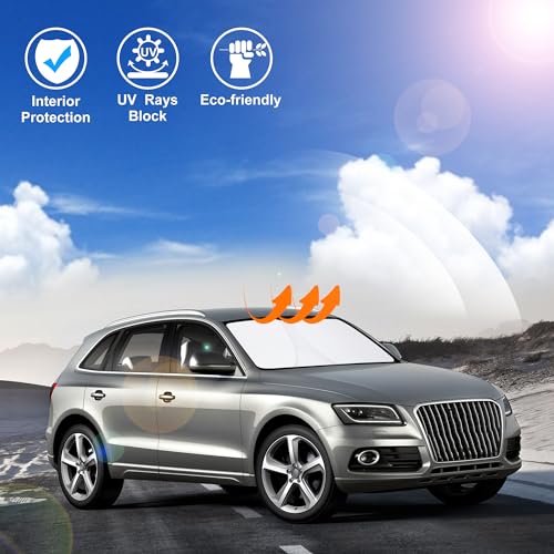 Image of Windshield Sun Shade Custom Fit for 2009-2017 Audi Q5 /2014-2017 Audi SQ5 Accessories Foldable Sunshade Sun Blocker Protect Car from Sun Rays & Heat Damage Keep Car Cooler