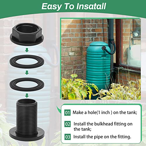 4 Pack Pvc Bulkhead For Rain Barrels 3/4" Male 1/2" Female, Winspeed Double Threaded Bulkhead Water Tank Connector With Thick Silicone Seal Water Tank Pvc Connector Adapter For Pools, Aquariums, Tub #TOP3