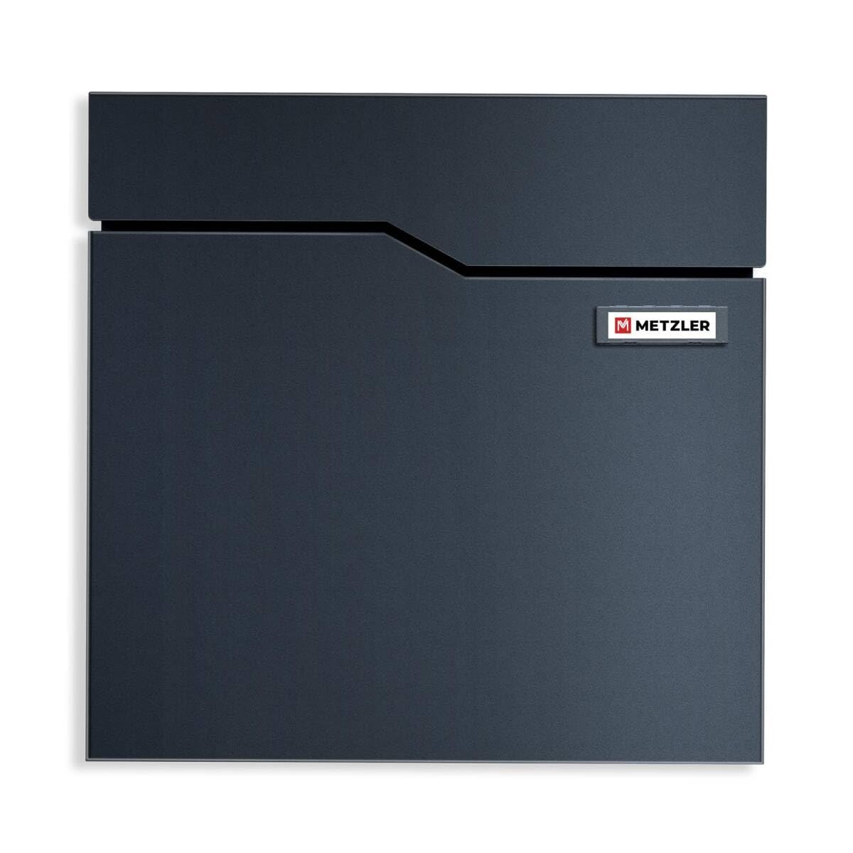 Metzler Briefkasten Anthrazit RAL 7016 mit Zeitungsfach & austauschbarem Edelstahl Namensschild ohne Gravur – Wandbriefkasten Postkasten modernes Design wetterfest rostfrei abschließbar | Hoffmann
