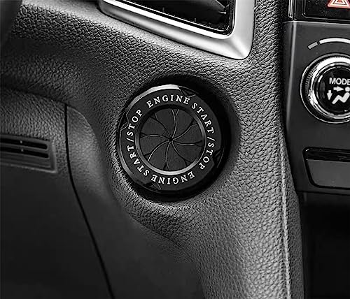 Image of Rotary Push Start Button Cover, Universal Car Engine Start Button Cover, Car Stickers Interior Decor, Car Accessories Motorcycle Ignition Key Switch Cover (Black)