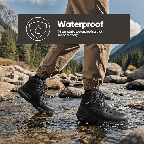 NORTIV 8 Men's Lightweight Hiking Boots Waterproof Breathable Outdoor Trekking Camping Ankle Boots Fern,Size 10.5,Black,NMUMHB2502