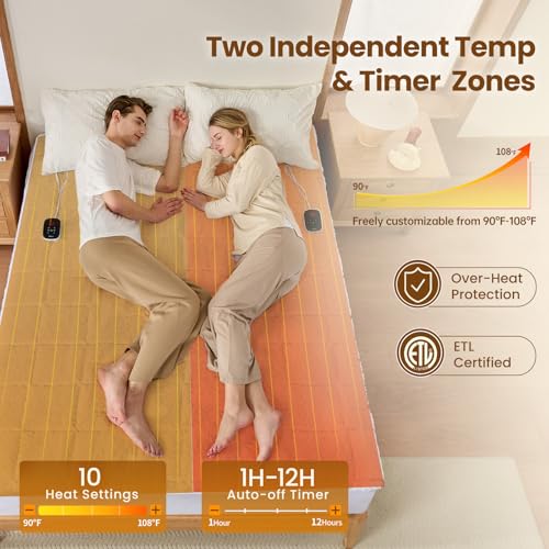 Image of Bearhug Heated Mattress Pad King Size Electric Dual Control 78 inchx80 inch White Sherpa Bed Warmer 21 Inch Deep Pocket Mattress Heating Pad with 10 Heat Levels 12 Hour Auto Shut Off Machine Washable
