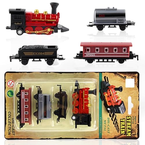 QYEHF Jouet de Train à Vapeur,Train Modèle Jouet Décoration,Mini Train à Vapeur Rétro Simulé,Ensemble Cadeau Jouets pour Enfants, Cadeau Ensemble Train...