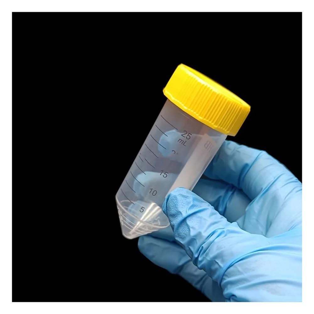 Lot de 25 tubes à centrifuger à fond pointu en plastique de 25 ml avec graduations et raccords de laboratoire(50ml-25pcs-Flat)