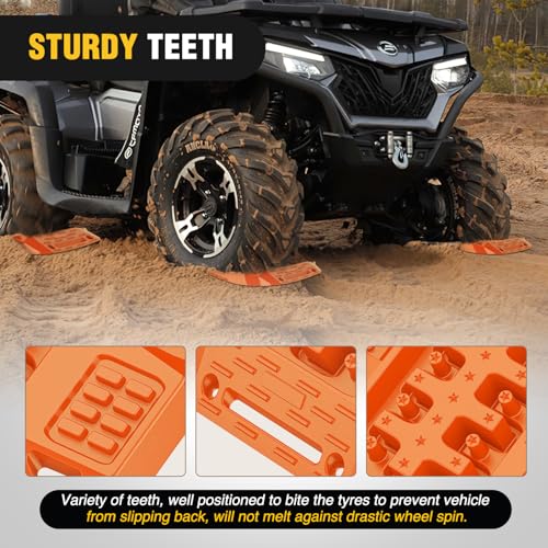 Image of Nilight Recovery Offroad Traction Boards Mini Short Emergency Tire Tracks Mats For 4WD 4X4 ATV UTV on Mud Sand Snow (2PCS Orange)